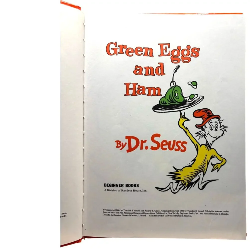 Vintage 1988 Green Eggs and Ham Book by Dr. Seuss, Hardcover